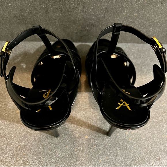 SAINT LAURENT Tribute Platform Sandals 105mm, Black Patent Leather,Sz 41EU(11US) - Picture 11 of 17